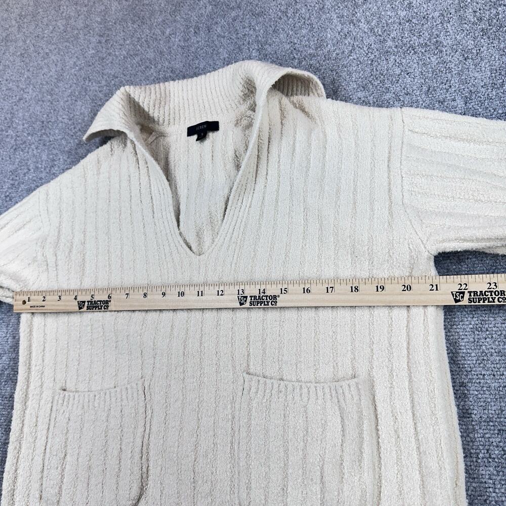J.Crew Boucle Beach Sweater Womens S Cream Ribbed V Neck Coastal Preppy - Picture 6 of 11